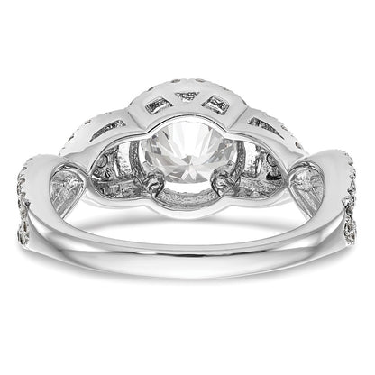 1.00ct. CZ Solid Real 14K White Gold Round Halo Engagement Ring