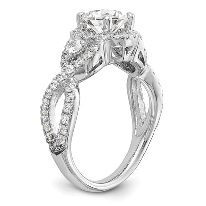 1.00ct. CZ Solid Real 14K White Gold Round Halo Engagement Ring
