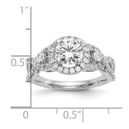 1.00ct. CZ Solid Real 14K White Gold Round Halo Engagement Ring