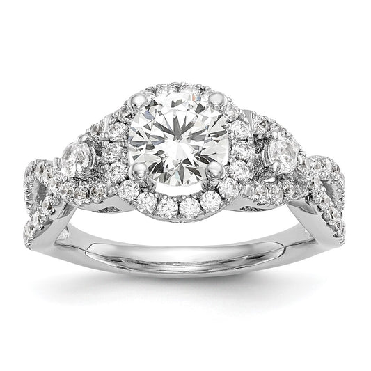 1.00ct. CZ Solid Real 14K White Gold Round Halo Engagement Ring