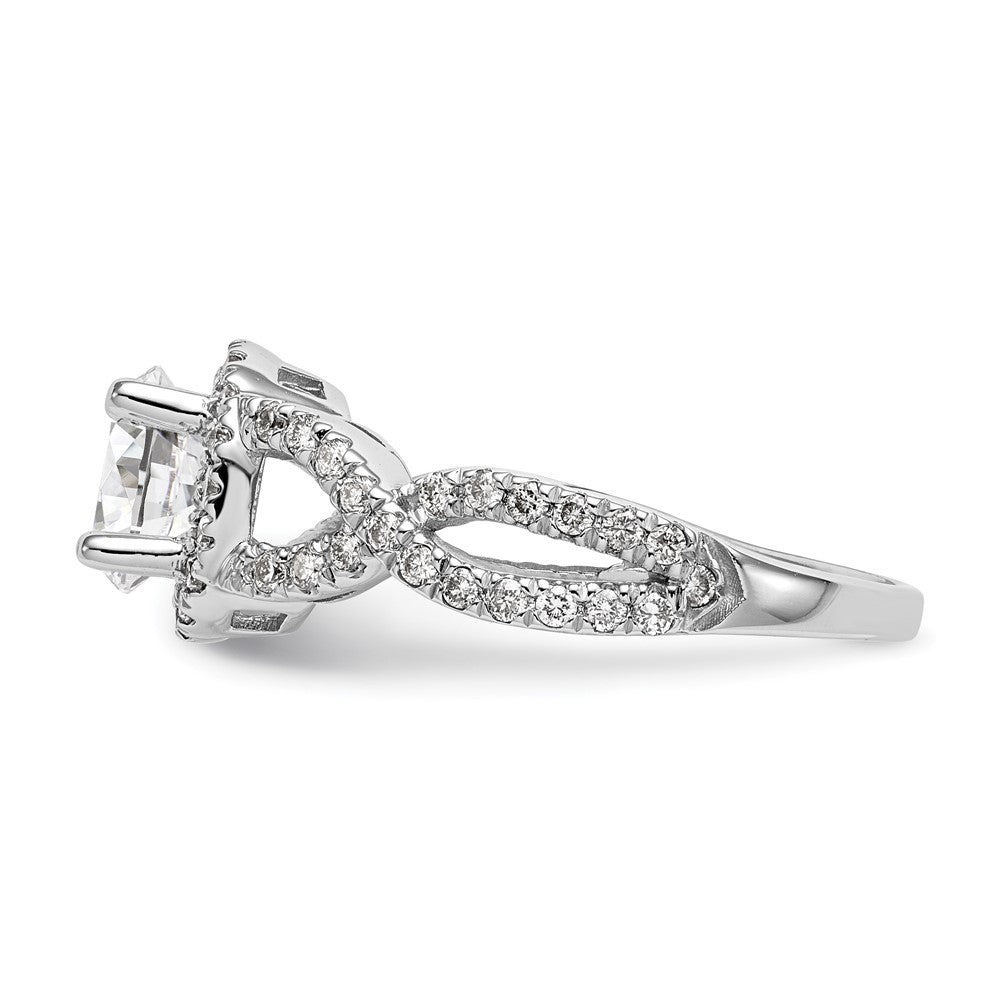 14K White Gold True Origin 3/4 Carat Lab Grown Diamond Vs/Si D E F Semi Mount Round Halo Engagement Ring