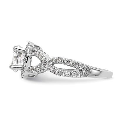 14K White Gold True Origin 3/4 Carat Lab Grown Diamond Vs/Si D E F Semi Mount Round Halo Engagement Ring