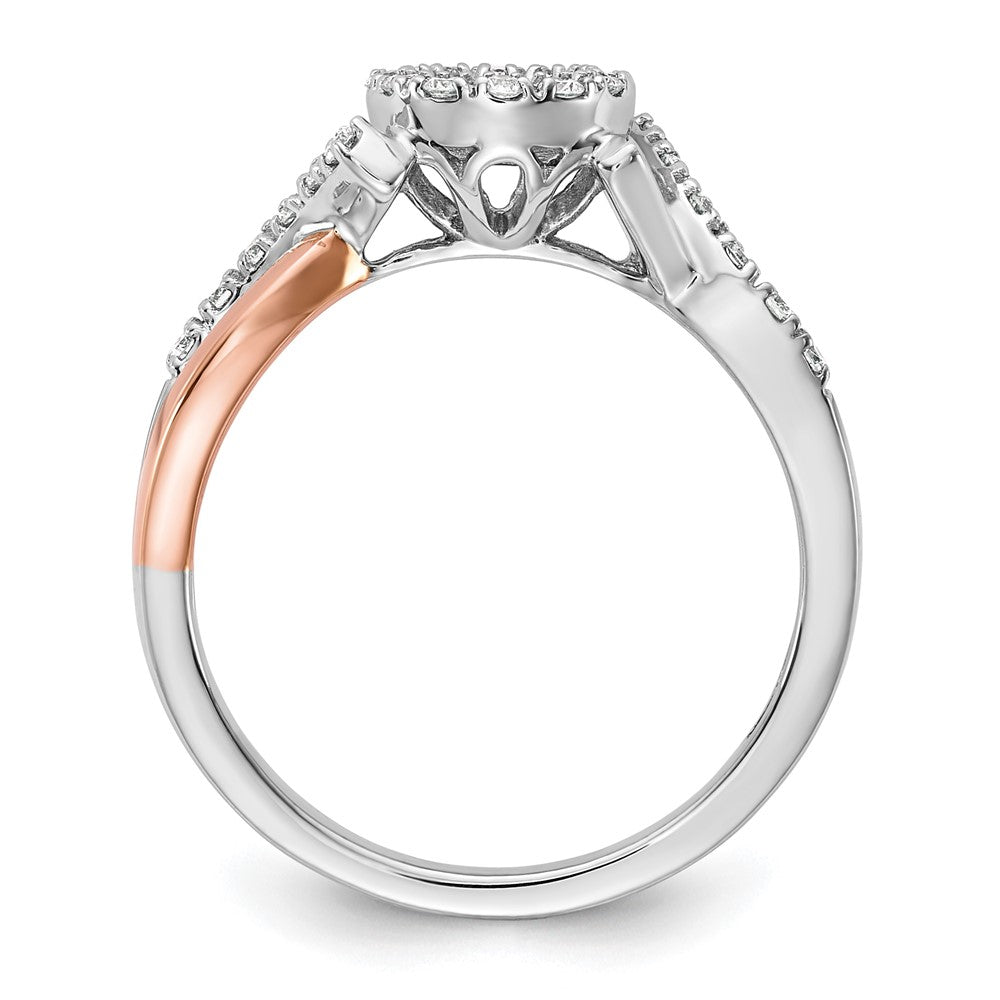 14K White/Rose Gold Two-Tone Rose and White 1/4 Ct. Lab Grown Diamond VS/SI+ G+ Halo Semi Mount Peg Set Engagement Ring