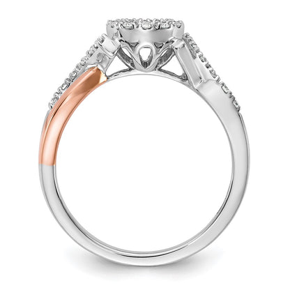 14K White/Rose Gold Two-Tone Rose and White 1/4 Ct. Lab Grown Diamond VS/SI+ G+ Halo Semi Mount Peg Set Engagement Ring