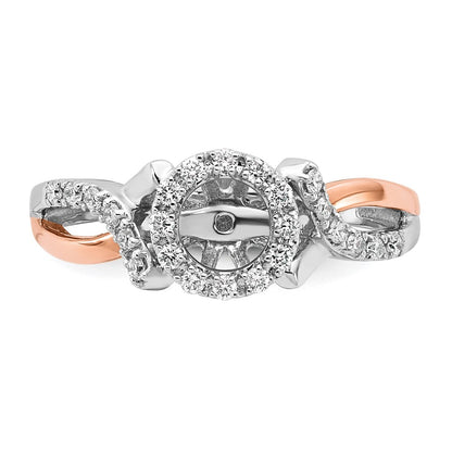 14K White/Rose Gold Two-Tone Rose and White 1/4 Ct. Lab Grown Diamond VS/SI+ G+ Halo Semi Mount Peg Set Engagement Ring