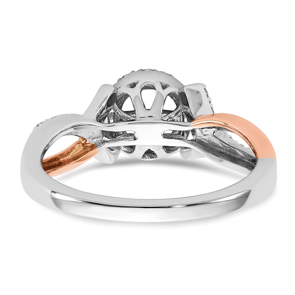 14K White/Rose Gold Two-Tone Rose and White 1/4 Ct. Lab Grown Diamond VS/SI+ G+ Halo Peg Set Engagement Ring