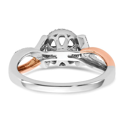 14K White/Rose Gold Two-Tone Rose and White 1/4 Ct. Lab Grown Diamond VS/SI+ G+ Halo Peg Set Engagement Ring