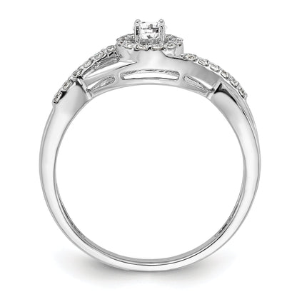 14K White Gold Round Simulated Diamond Halo Engagement Ring