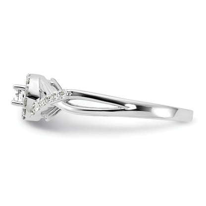14K White Gold Round Simulated Diamond Halo Engagement Ring