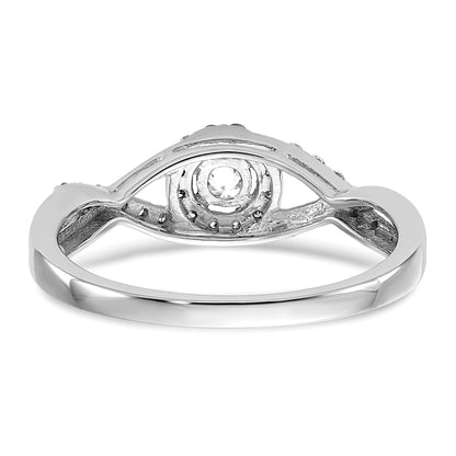 14K White Gold Round Simulated Diamond Halo Engagement Ring