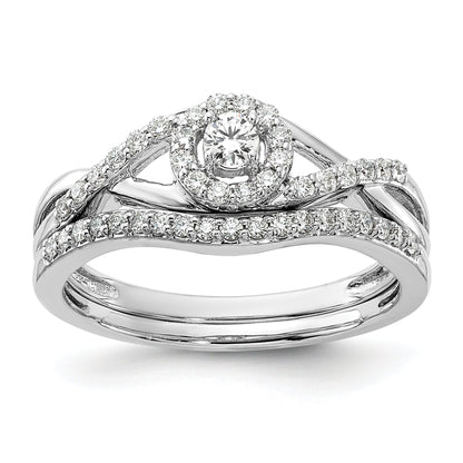 14K White Gold Round Simulated Diamond Halo Engagement Ring