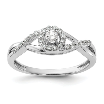 14K White Gold Round Simulated Diamond Halo Engagement Ring