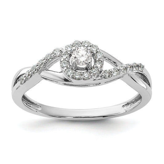 14K White Gold Round Simulated Diamond Halo Engagement Ring
