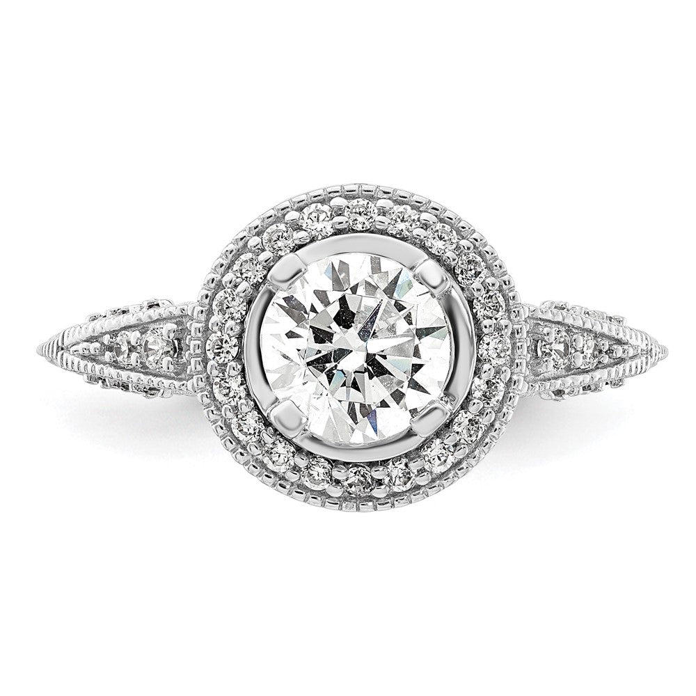 1.00ct. CZ Solid Real 14K White Gold Round Halo Engagement Ring