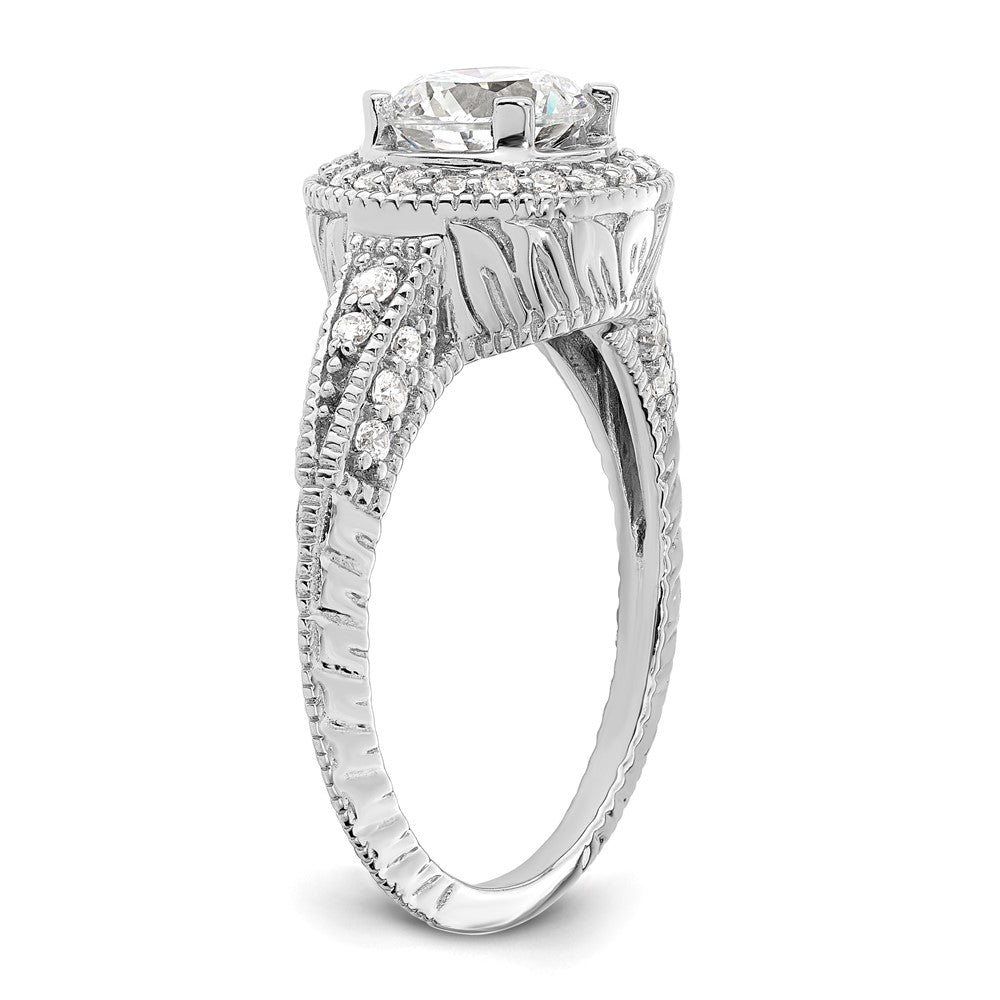 1.00ct. CZ Solid Real 14K White Gold Round Halo Engagement Ring
