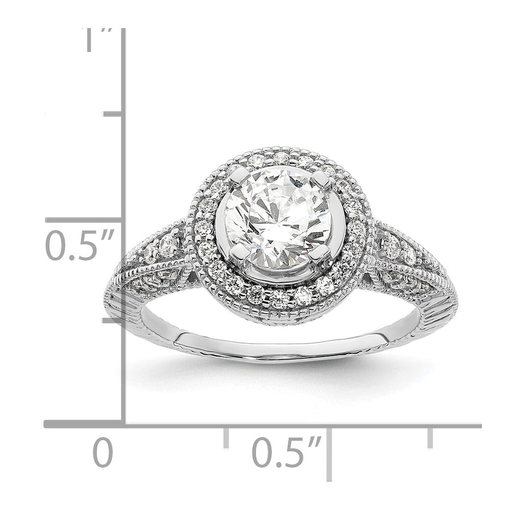1.00ct. CZ Solid Real 14K White Gold Round Halo Engagement Ring
