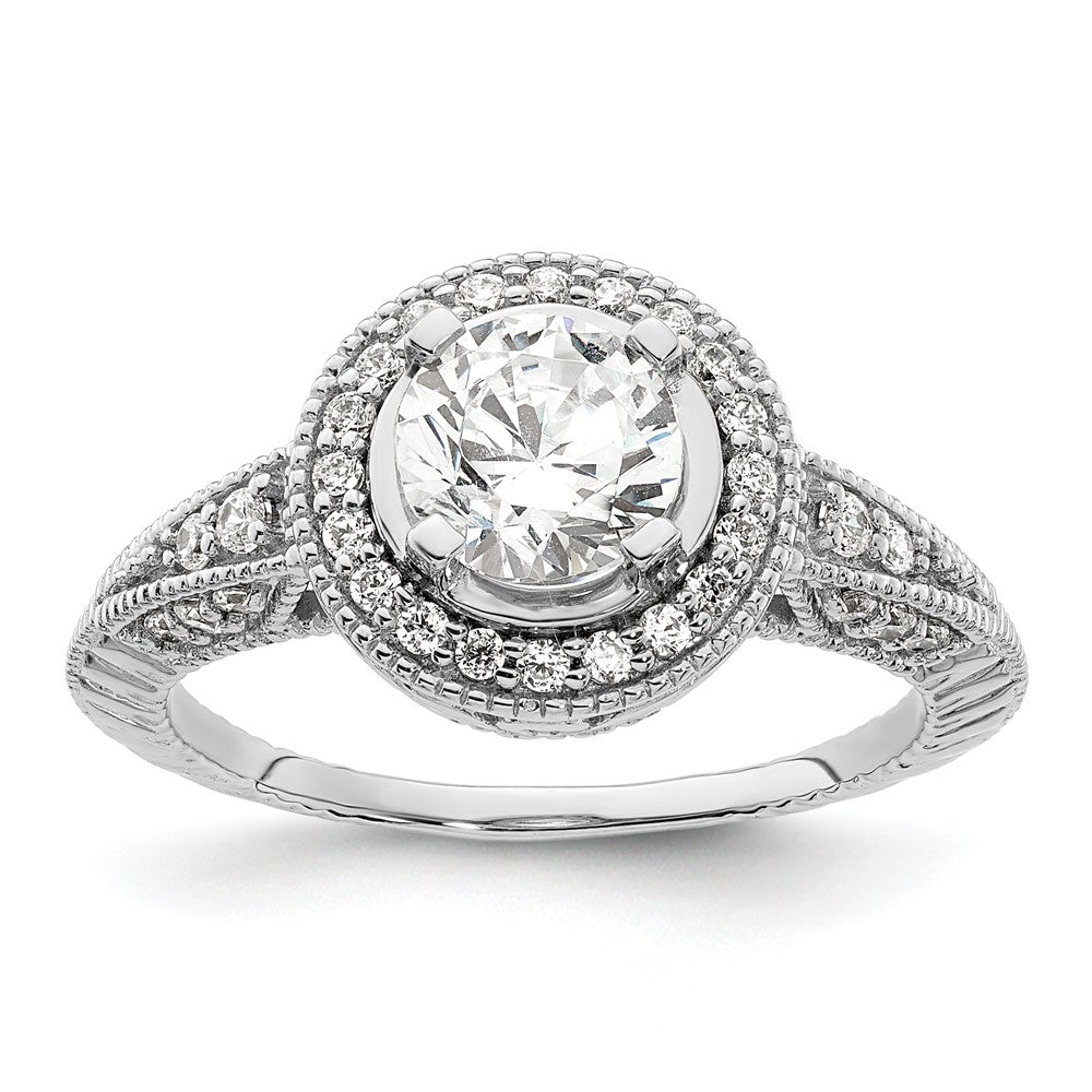 1.00ct. CZ Solid Real 14K White Gold Round Halo Engagement Ring