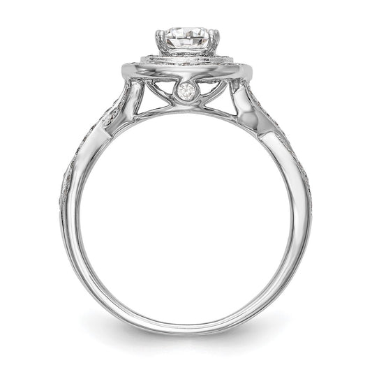 0.50ct. CZ Solid Real 14K White Gold Cushion Halo Engagement Ring