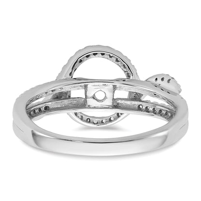 14K White Gold Peg Set Simulated Diamond Halo Engagement Ring