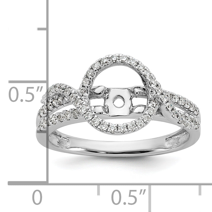 14K White Gold Peg Set Simulated Diamond Halo Engagement Ring