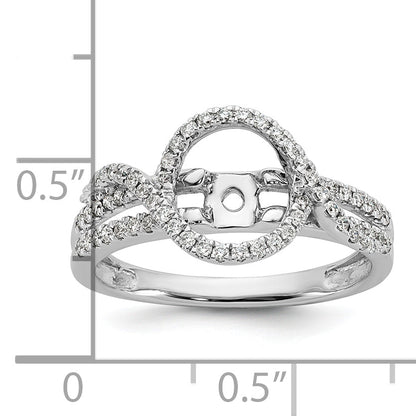 14K White Gold Peg Set Simulated Diamond Halo Engagement Ring