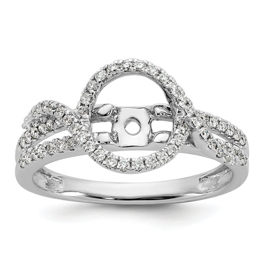 14K White Gold Peg Set Simulated Diamond Halo Engagement Ring