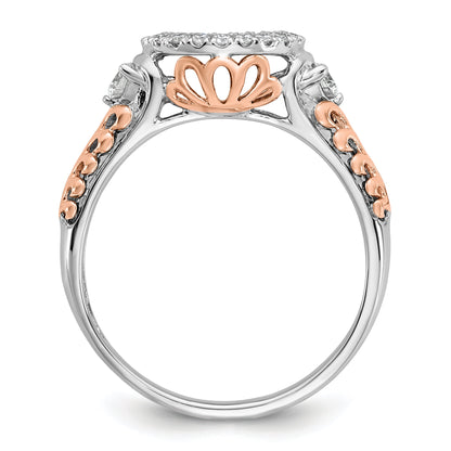 14K Two tone Peg Set Simulated Diamond Halo Engagement Ring