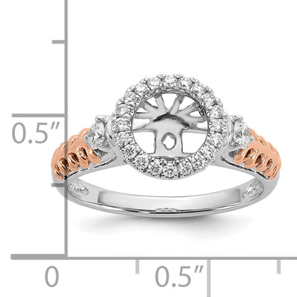 14K Two tone Peg Set Simulated Diamond Halo Engagement Ring