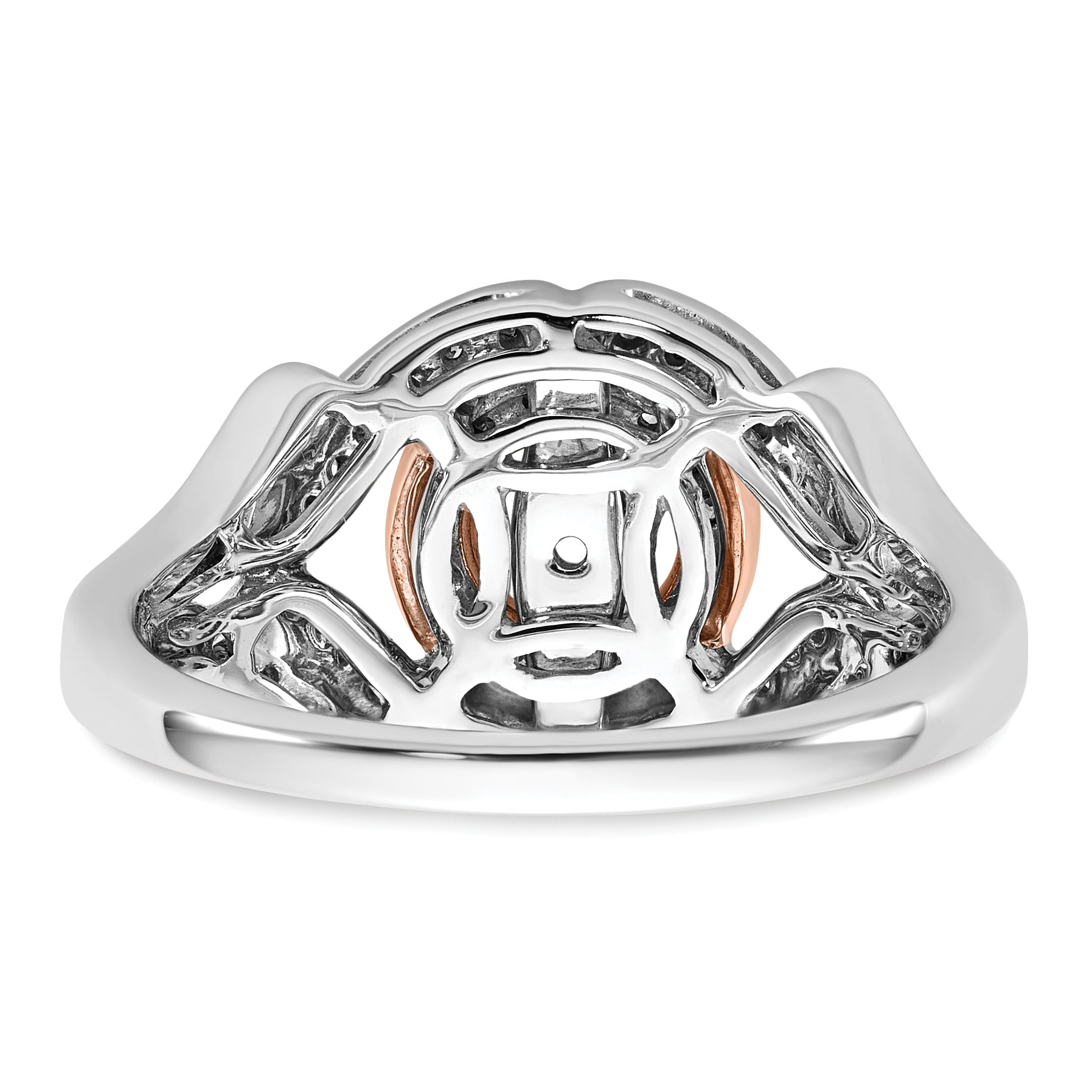 14K Two tone Peg Set Simulated Diamond Halo Engagement Ring