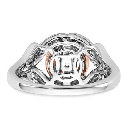 14K Two tone Peg Set Simulated Diamond Halo Engagement Ring