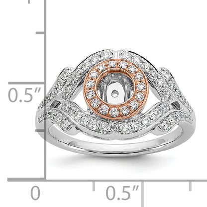 14K Two tone Peg Set Simulated Diamond Halo Engagement Ring