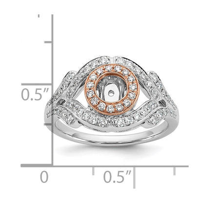 14K Two tone Peg Set Simulated Diamond Halo Engagement Ring