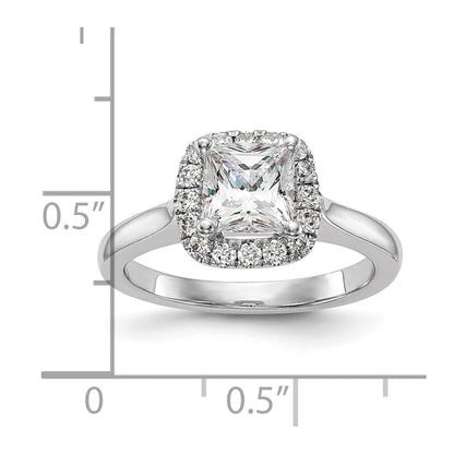 Platinum Princess Diamond Semi Mount Cushion Halo Engagement Ring
