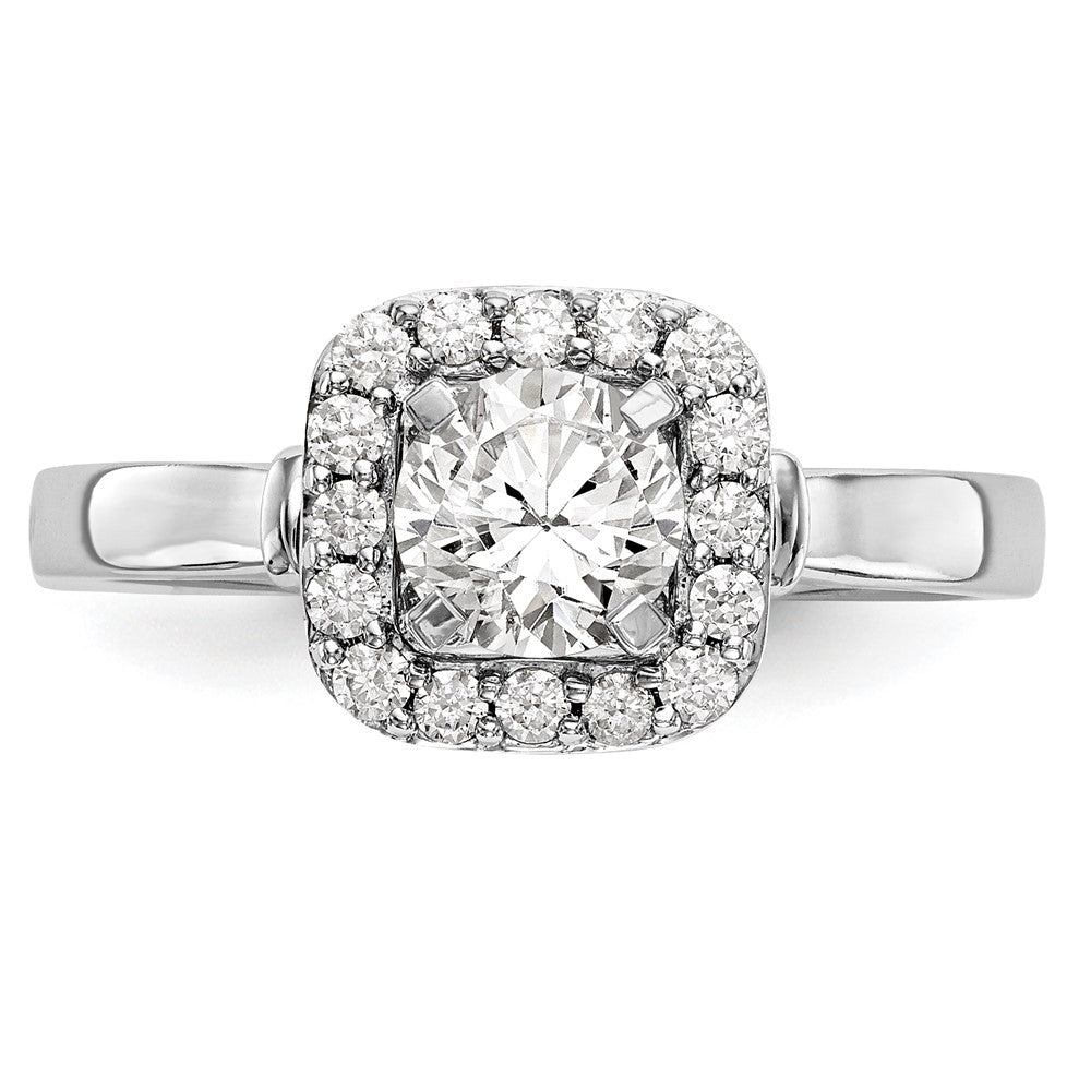 14kw Peg Set Simulated Diamond Cushion Halo Engagement Ring