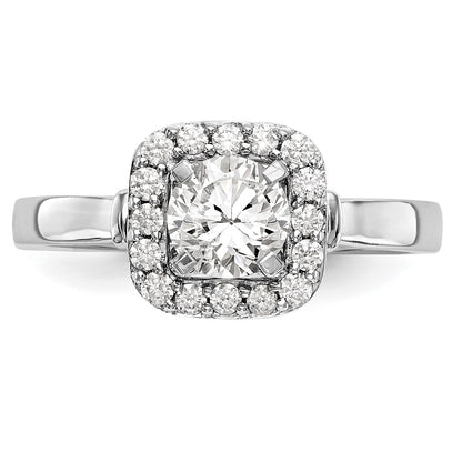 14kw Peg Set Simulated Diamond Cushion Halo Engagement Ring