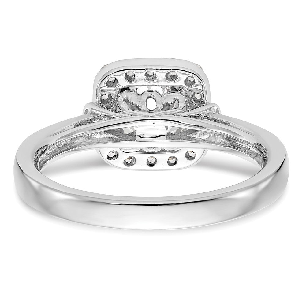 14kw Peg Set Simulated Diamond Cushion Halo Engagement Ring