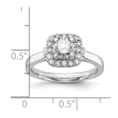 14kw Peg Set Simulated Diamond Cushion Halo Engagement Ring