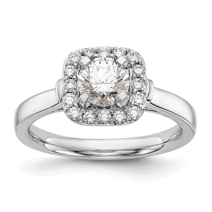 14kw Peg Set Simulated Diamond Cushion Halo Engagement Ring