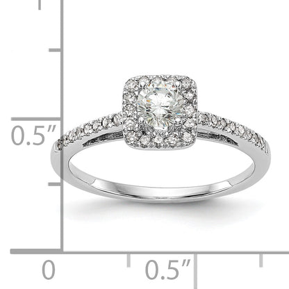 14K White Gold Halo Plus (Holds 1/3 Carat (4.5mm) Round Center) 1/5 Diamond Semi Mount Engagement Ring