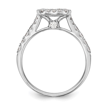 14kw Peg Set Simulated Diamond Cushion Halo Engagement Ring