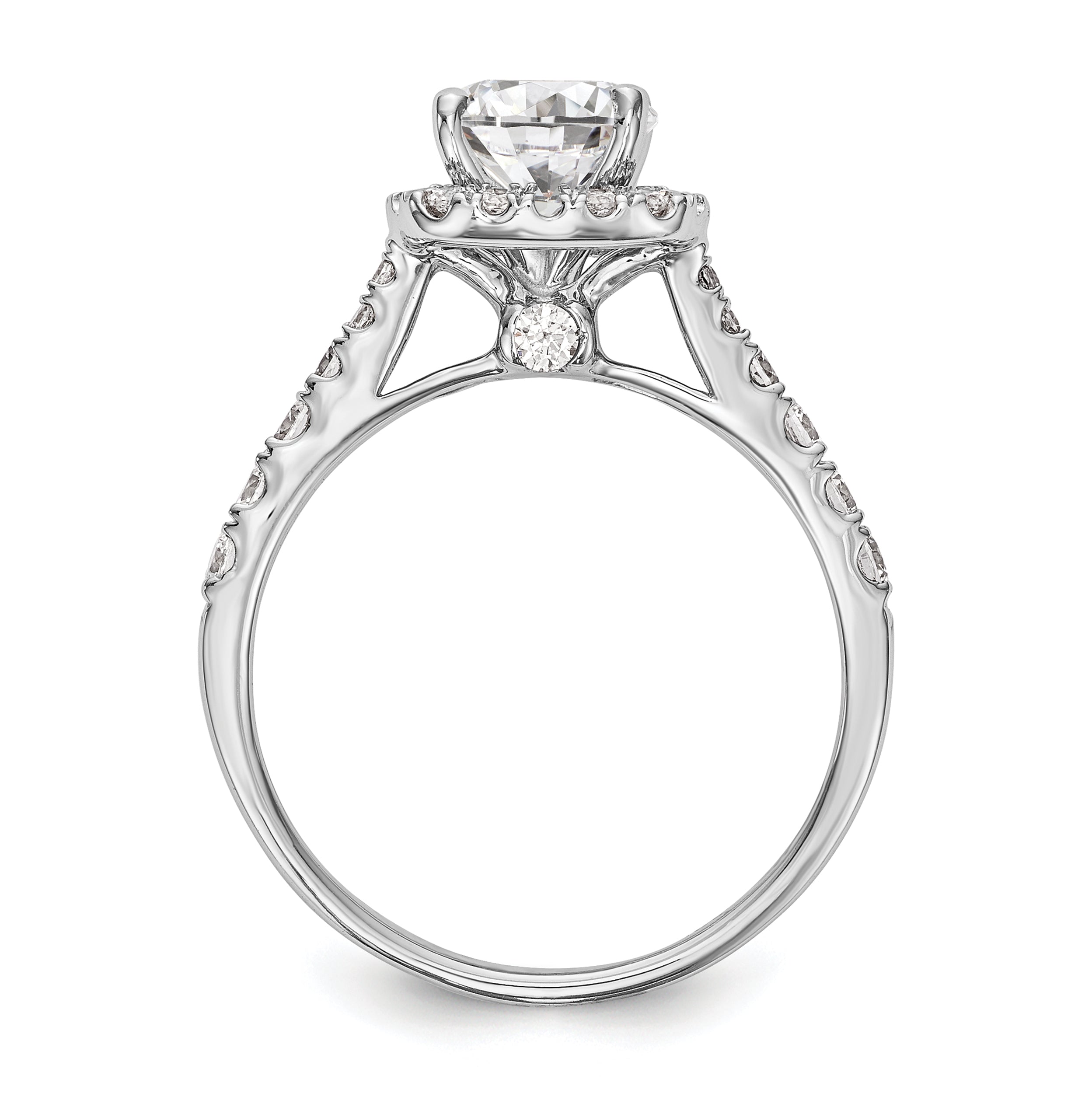 14kw Peg Set Simulated Diamond Cushion Halo Engagement Ring