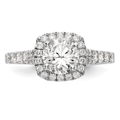 14kw Peg Set Simulated Diamond Cushion Halo Engagement Ring
