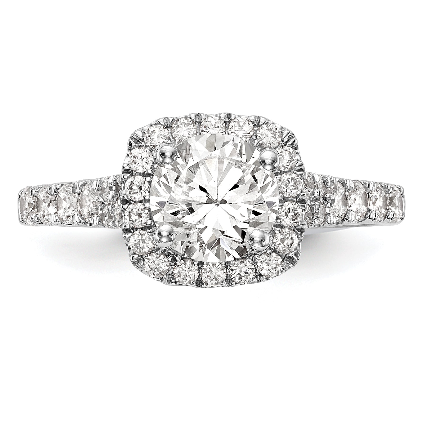 14kw Peg Set Simulated Diamond Cushion Halo Engagement Ring