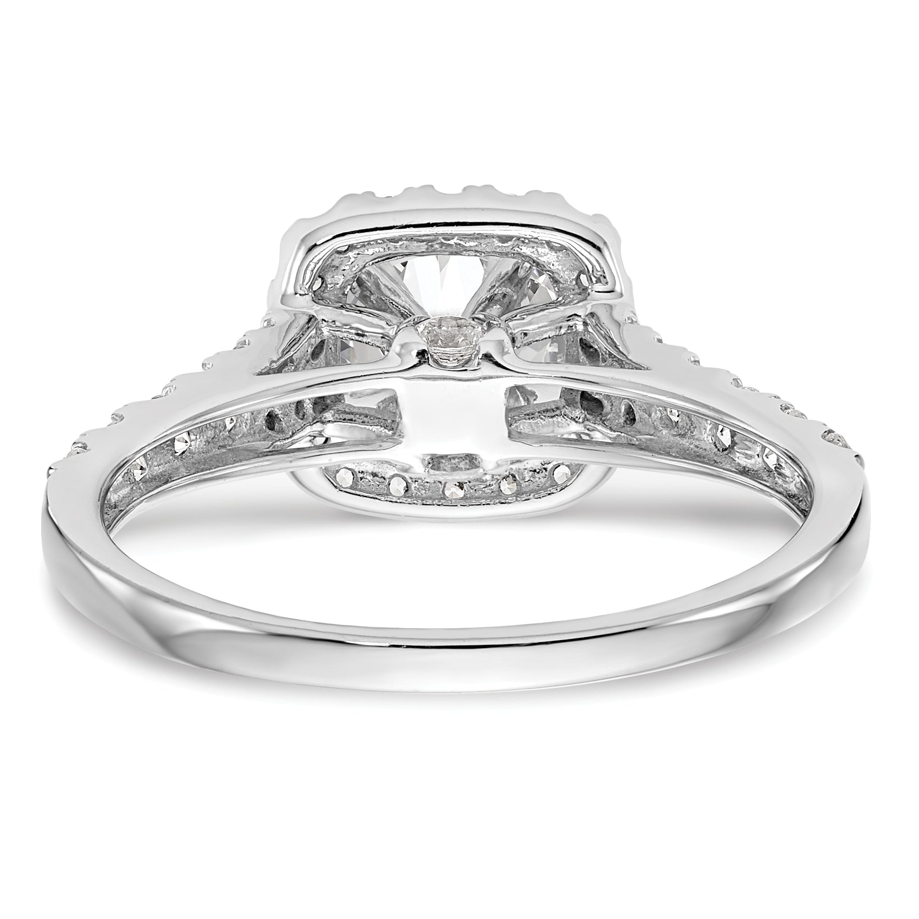 14kw Peg Set Simulated Diamond Cushion Halo Engagement Ring