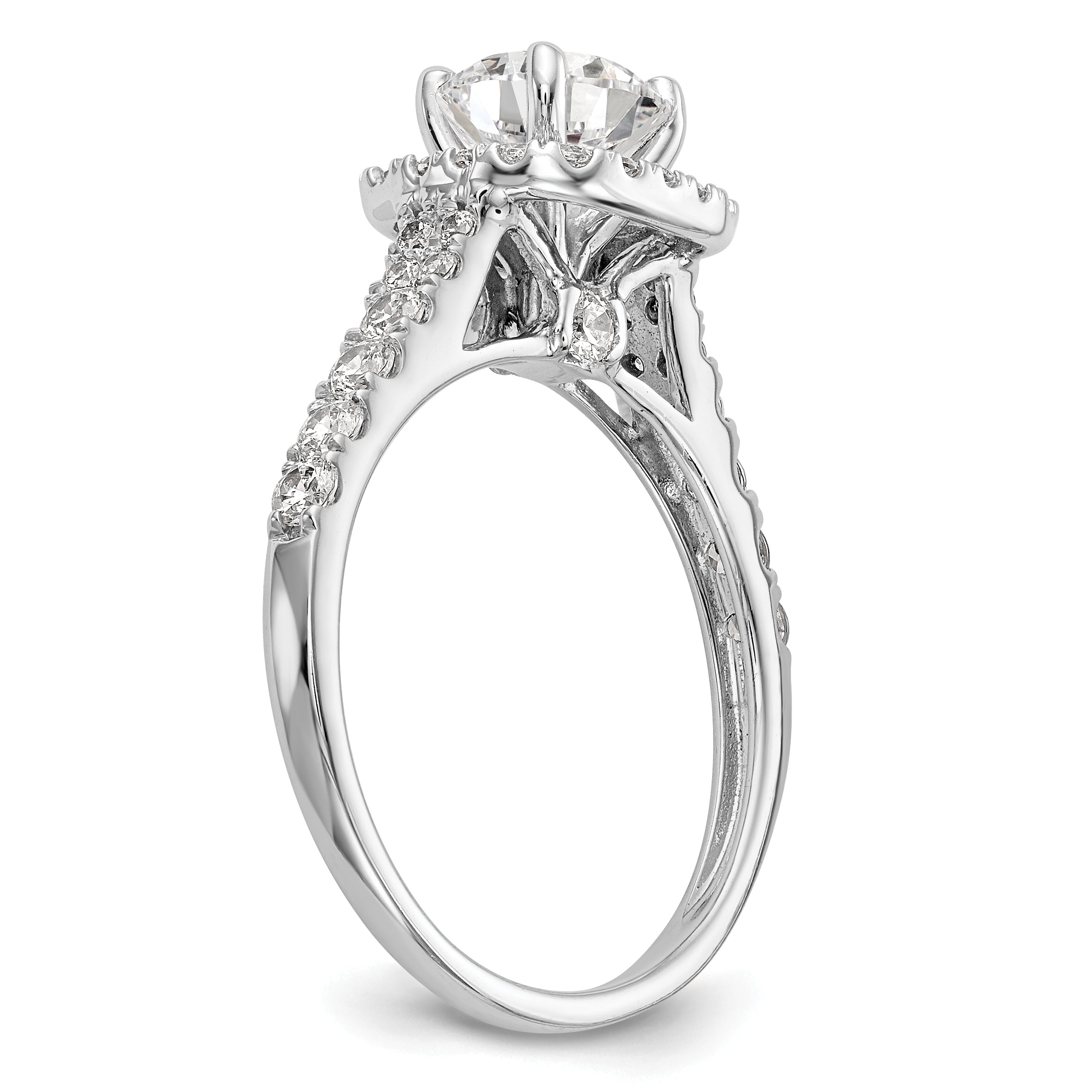 14kw Peg Set Simulated Diamond Cushion Halo Engagement Ring