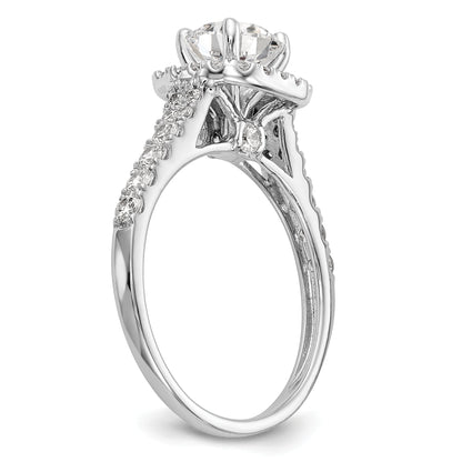 14kw Peg Set Simulated Diamond Cushion Halo Engagement Ring