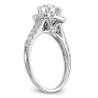14kw Peg Set Simulated Diamond Cushion Halo Engagement Ring
