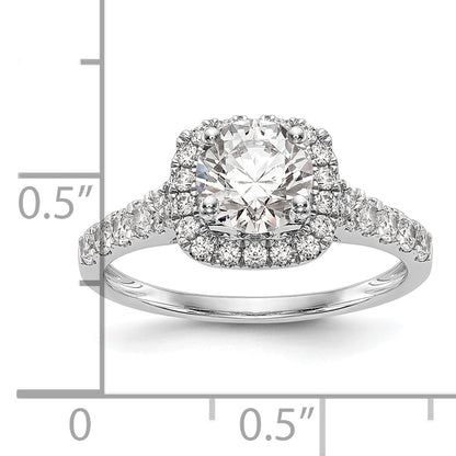 14kw Peg Set Simulated Diamond Cushion Halo Engagement Ring