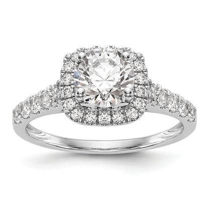14kw Peg Set Simulated Diamond Cushion Halo Engagement Ring