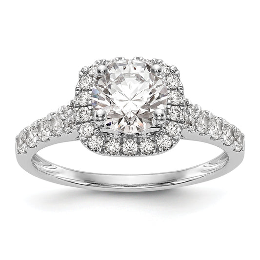 14kw Peg Set Simulated Diamond Cushion Halo Engagement Ring